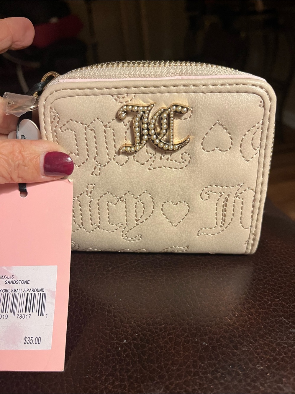 NWT Juicy Couture Cafe Emboss String of Pearls Shoulder Handbag And Wallet - Picture 5 of 8